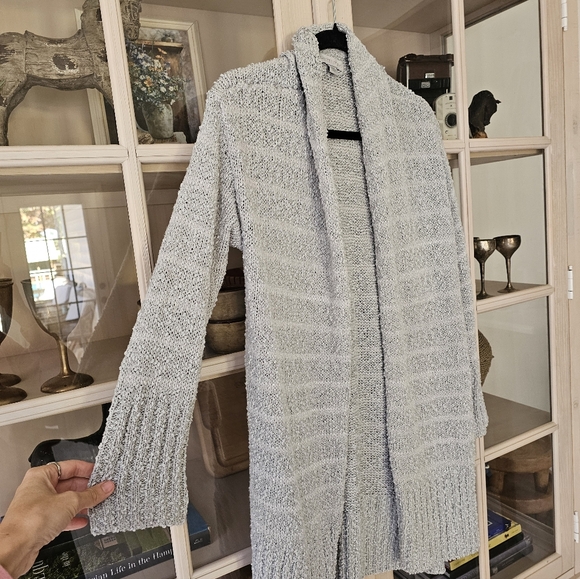 Barefoot Dreams Boucle Shadow Grey Stripe Cardigan - Picture 4 of 6